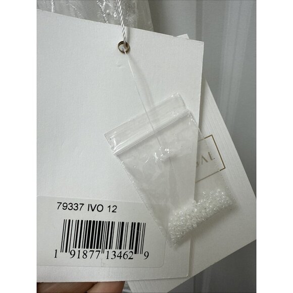 MAC DUGGAL Size 12 White Floral Embellished V-Neck Cocktail MIDI Dress Wedding - Picture 8 of 11